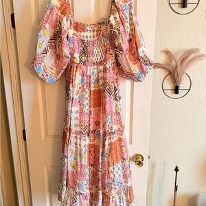 Fate Multicolor Patchwork Long Sleeve Dress